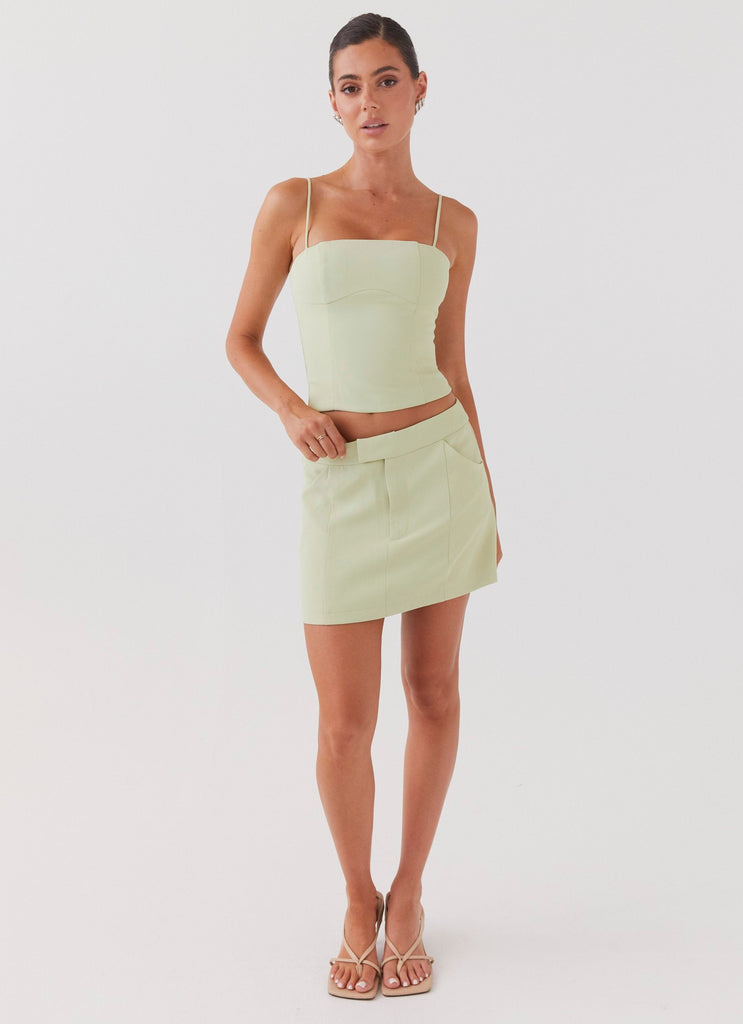 Womens Eliana Crop Top in the colour Green Zest in front of a light grey background