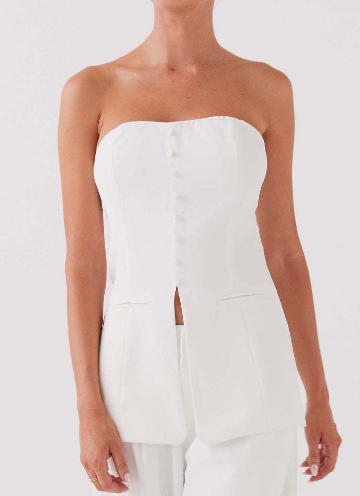 Riveria Tailored Strapless Top - Ivory