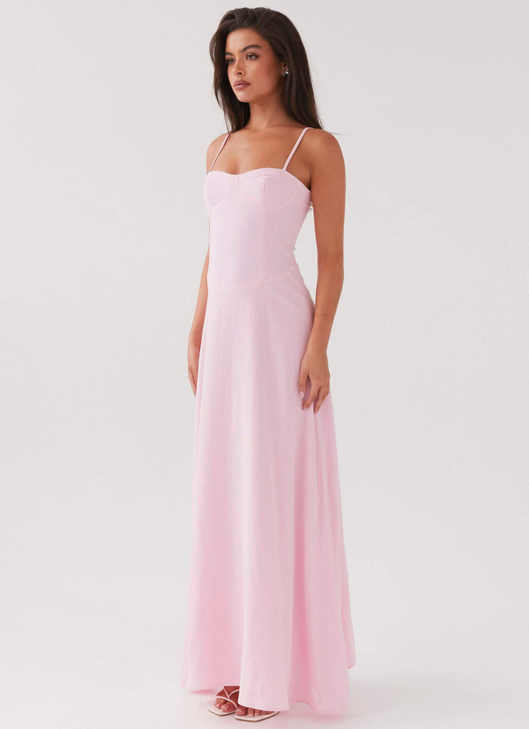 Angelina Linen Maxi Dress - Pink Petal