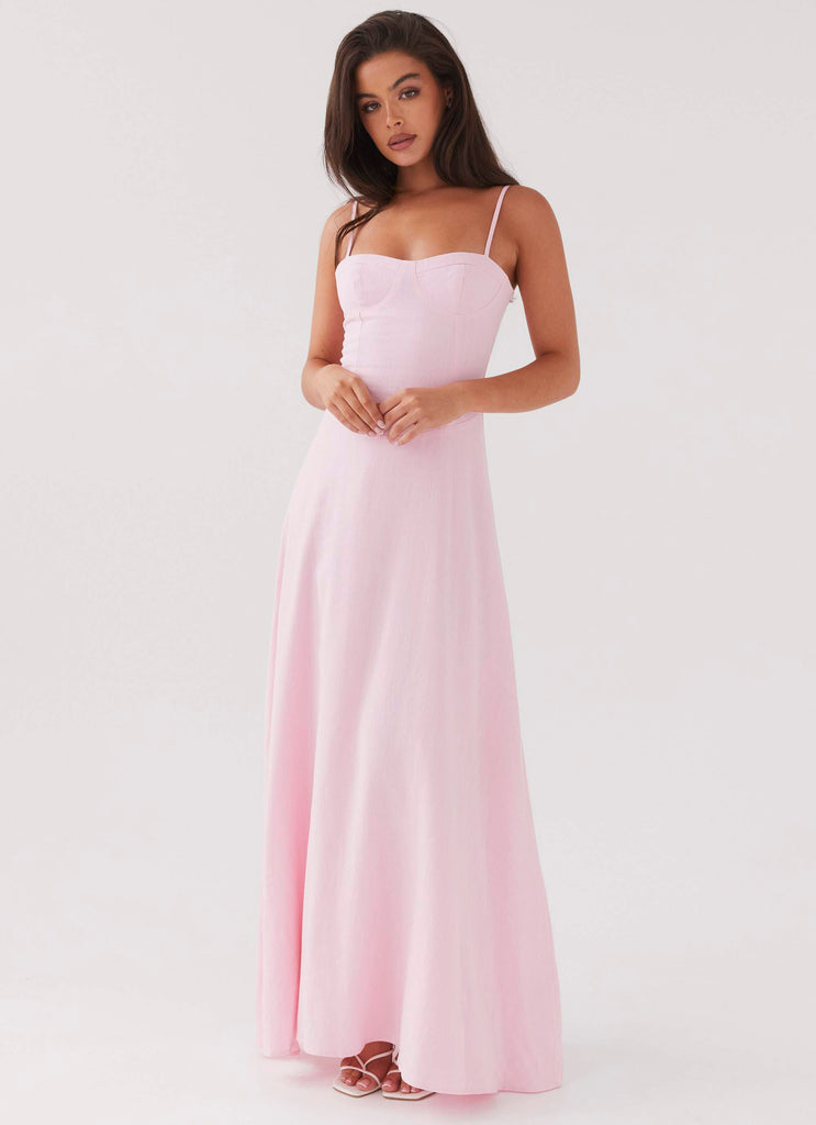 Angelina Linen Maxi Dress - Pink Petal