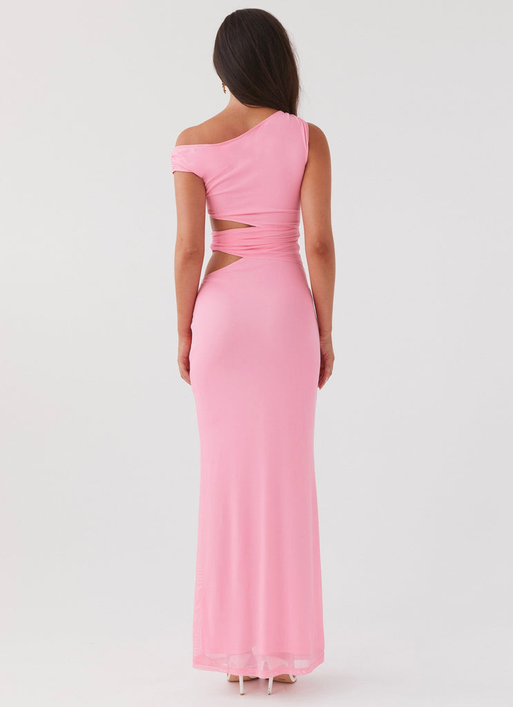 Womens Margot One Shoulder Maxi Dress in the colour Candy in front of a light grey background