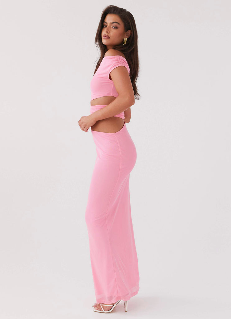 Womens Margot One Shoulder Maxi Dress in the colour Candy in front of a light grey background