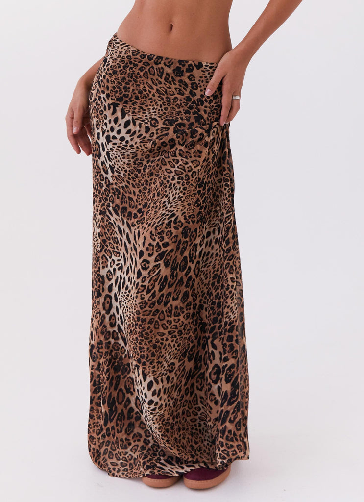 Womens Violetta Maxi Skirt in the colour Leopard in front of a light grey background