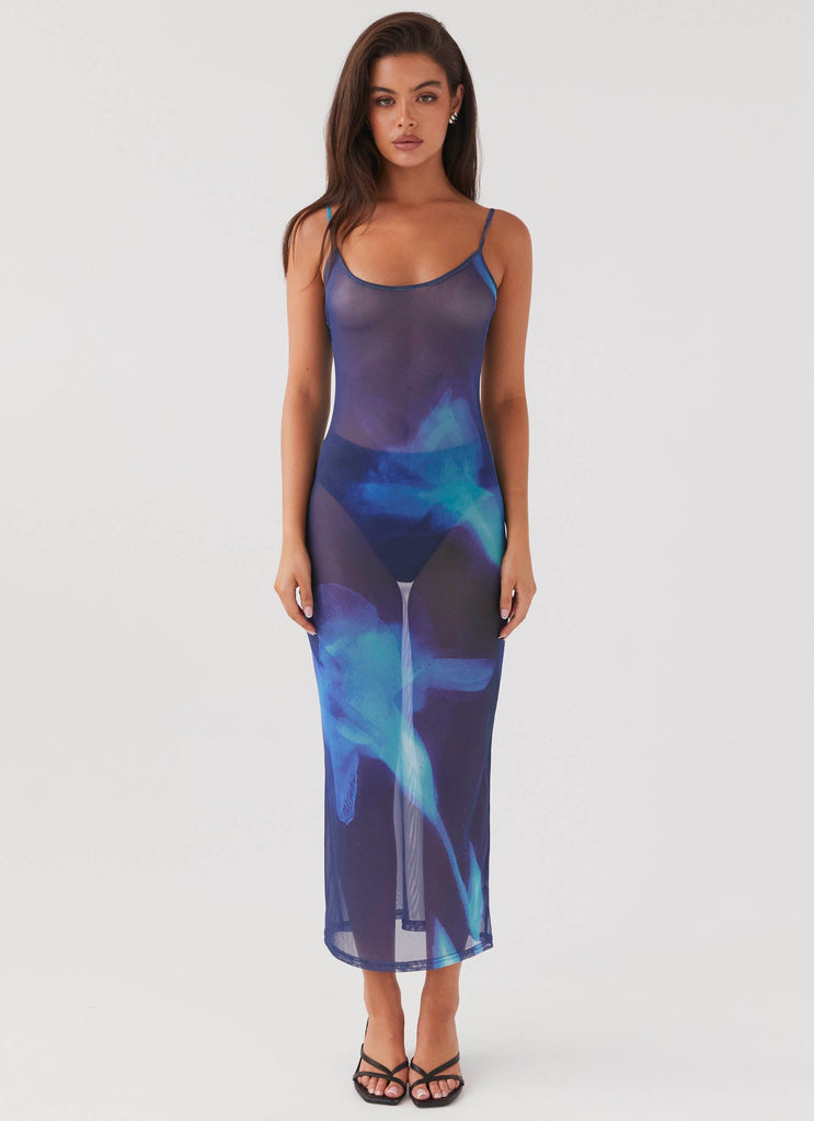 Womens Love On The Run Maxi Dress in the colour Cyber Rose in front of a light grey background