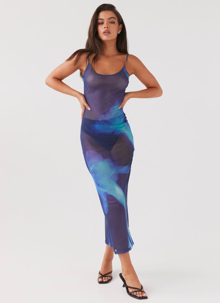 Womens Love On The Run Maxi Dress in the colour Cyber Rose in front of a light grey background