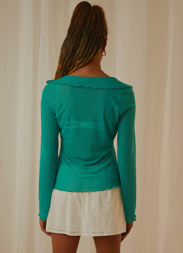 Parisian Balcony Tie Top - Jade Green - Peppermayo