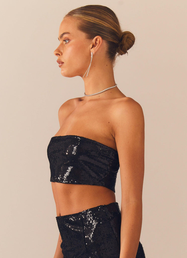 Emma Sequin Bustier - Black - Peppermayo