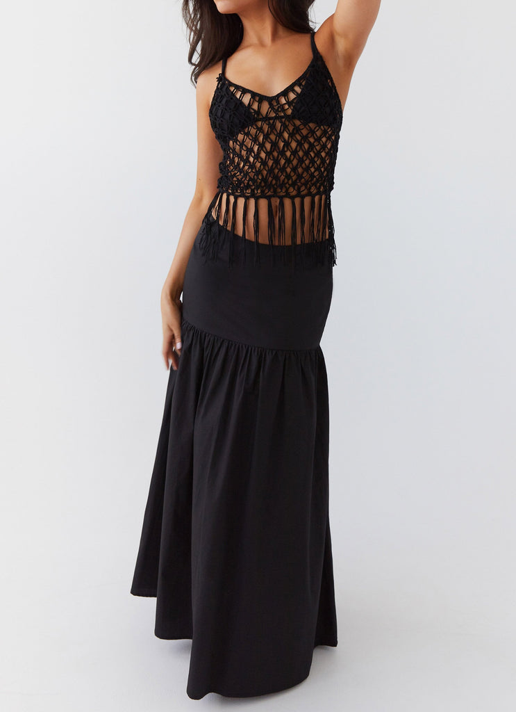 Dreamcatcher Tiered Maxi Skirt - Black