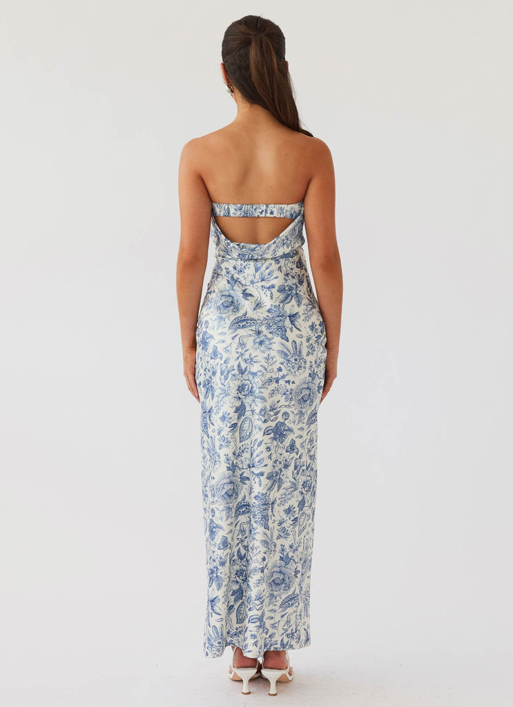 Womens Summer Lover Maxi Dress in the colour Blue Paisley in front of a light grey background