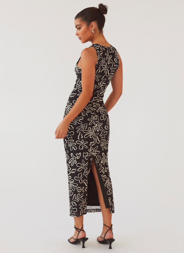 Womens All Eyes On Me Maxi Dress in the colour Petal Gloom in front of a light grey background