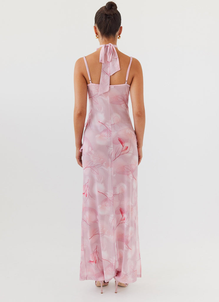 Womens New Romantics Mesh Maxi Dress in the colour Soft Pink in front of a light grey background