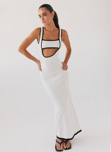 Womens Lost In Paris Knit Maxi Dress in the colour White in front of a light grey background