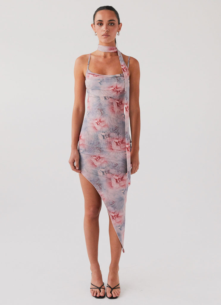 Womens In Your Dreams Midi Dress in the colour Chantilly Floral in front of a light grey background