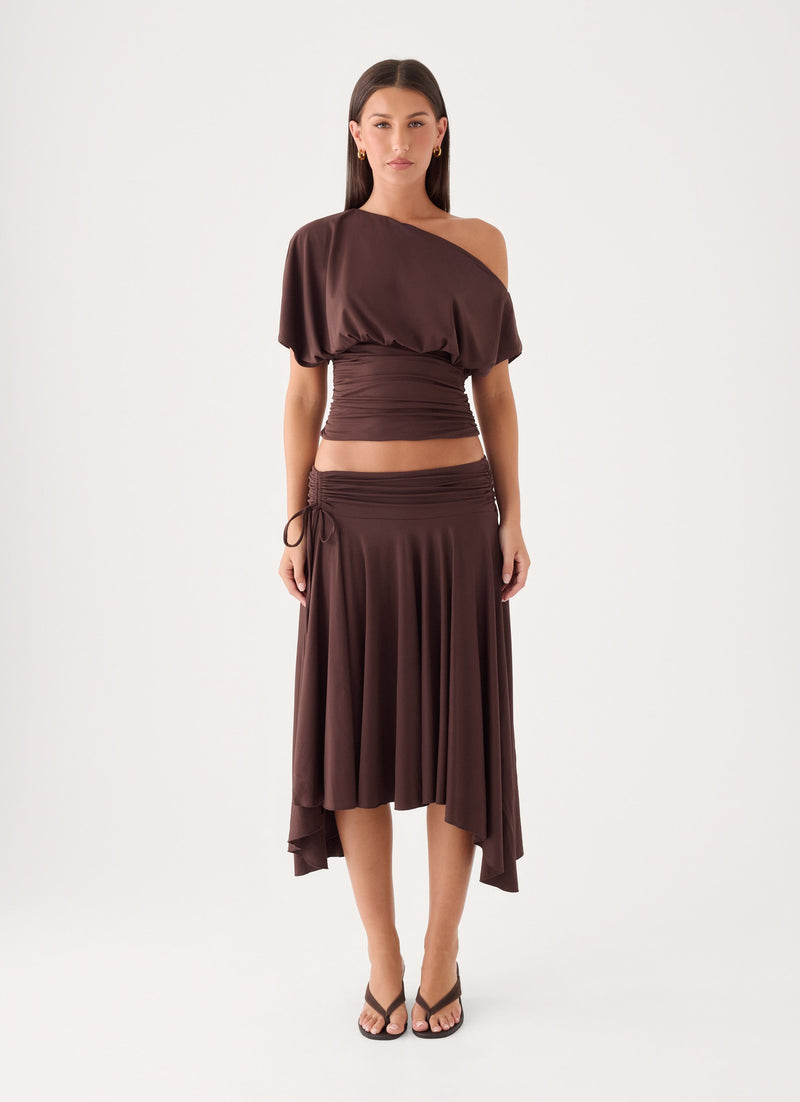 Perrie Asymmetrical Top - Chocolate