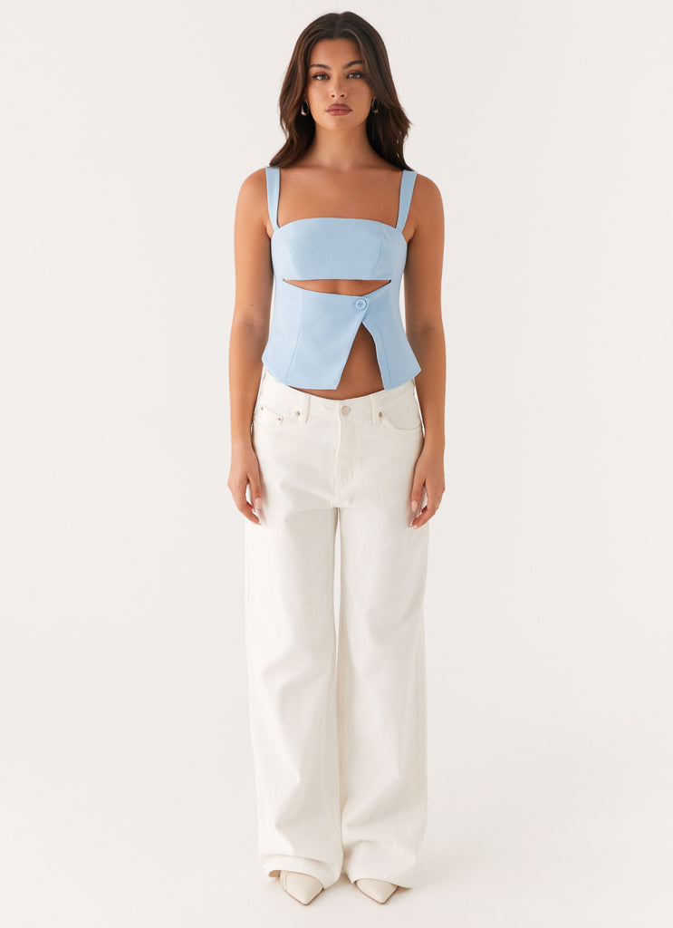 Pia Cut Out Top - Pastel Blue