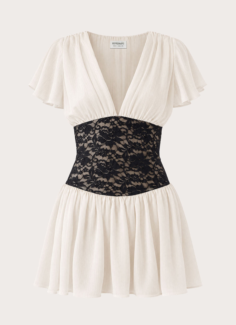 Poppie Lace Mini Dress - Ivory