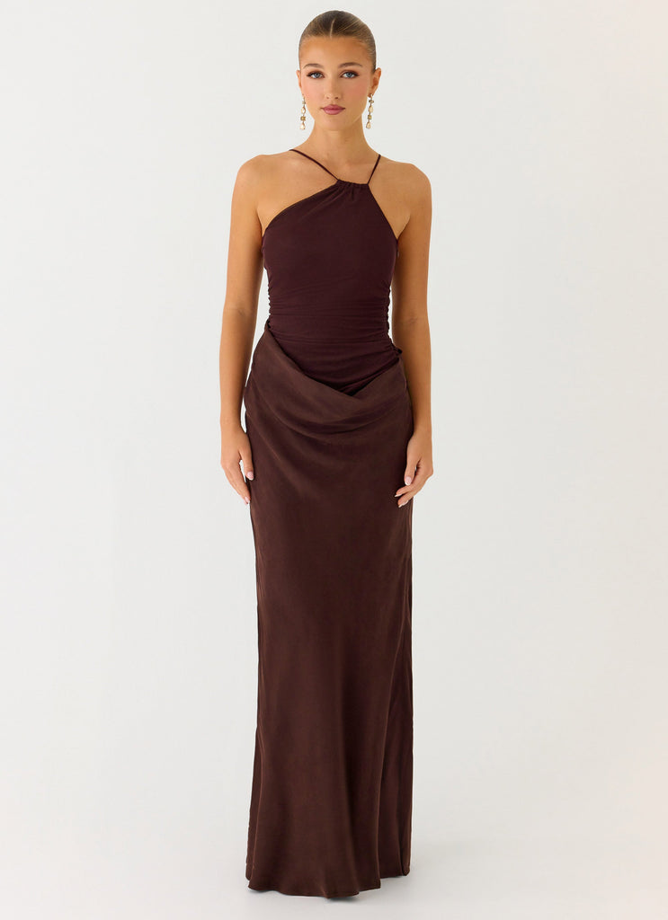 Pristin Cupro Maxi Dress - Cool Chocolate
