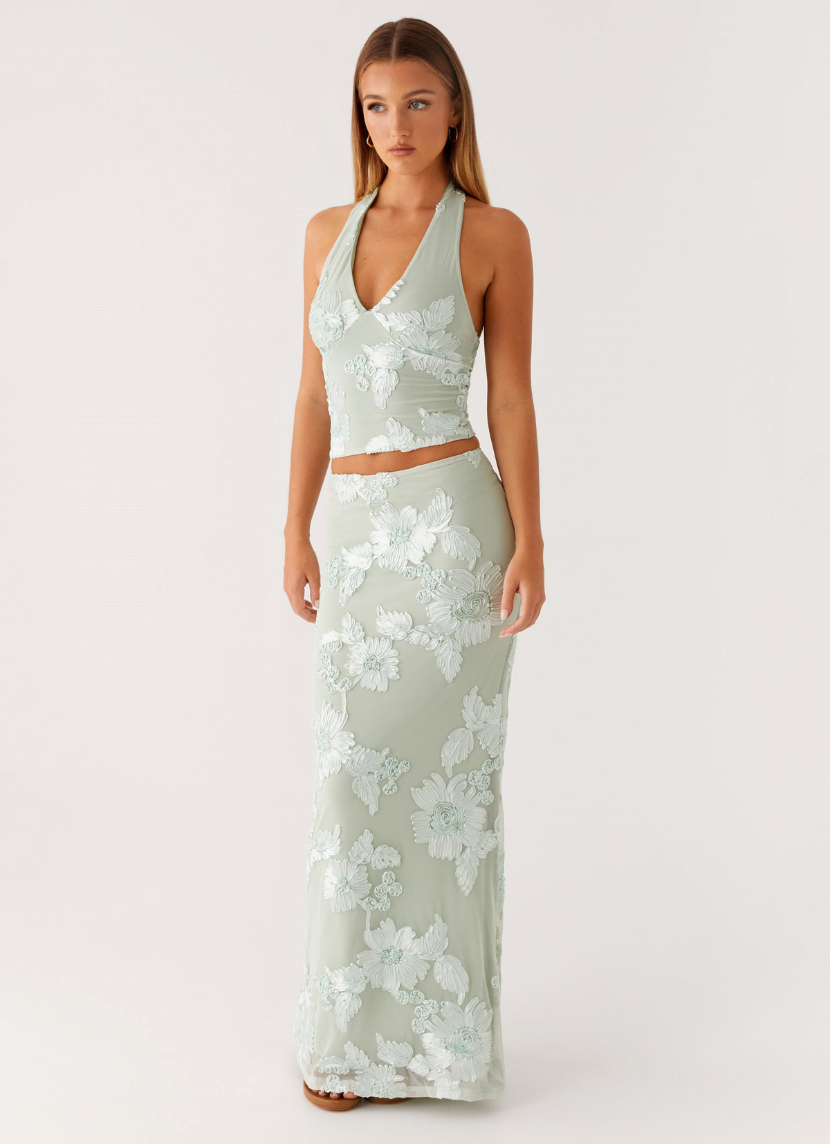 Radiate Halterneck Top - Sage