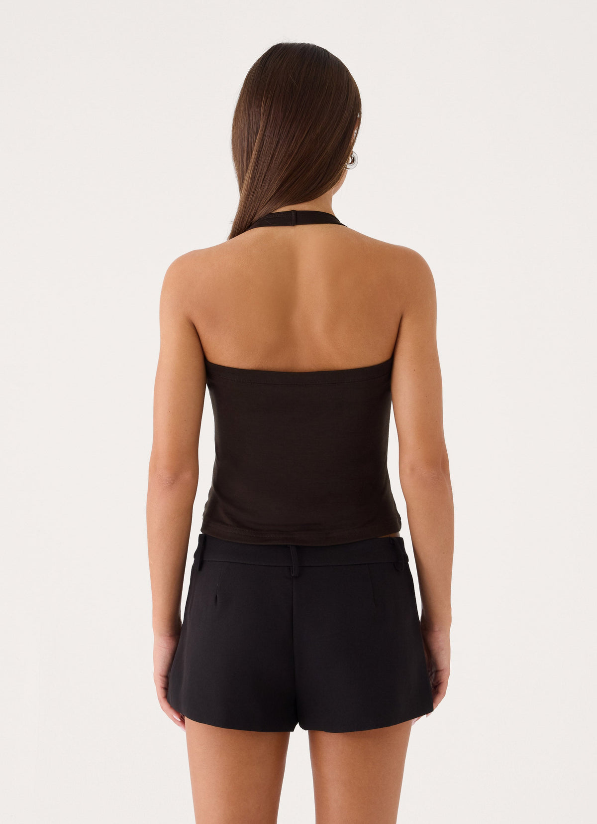 Raffita Ruched Halter Top - Chocolate