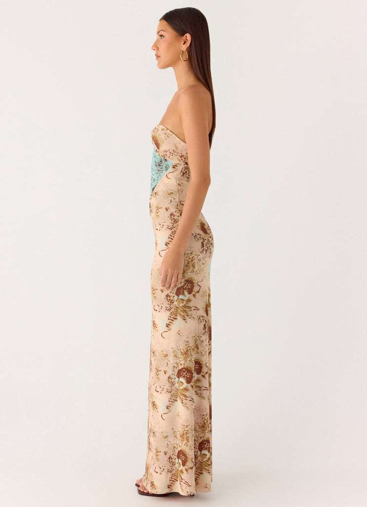 React Strapless Maxi Dress - Desert Blur