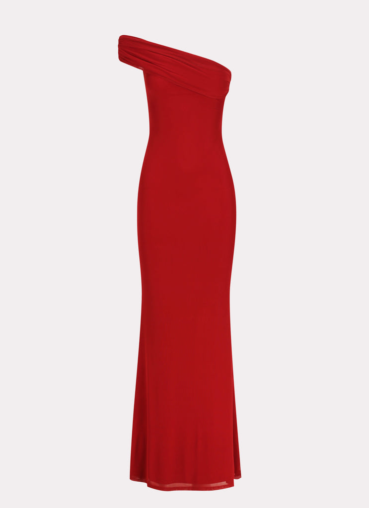 Womens Reine Maxi Dress in the colour Red in front of a light grey background