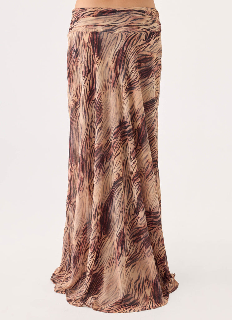 Renia Asymmetric Maxi Skirt - Golden Tiger