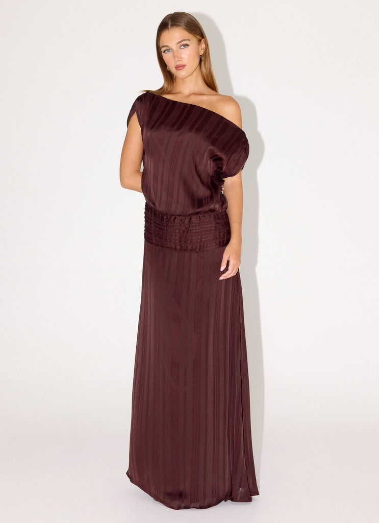 Rexi One Shoulder Maxi Dress - Aubergine Gleam