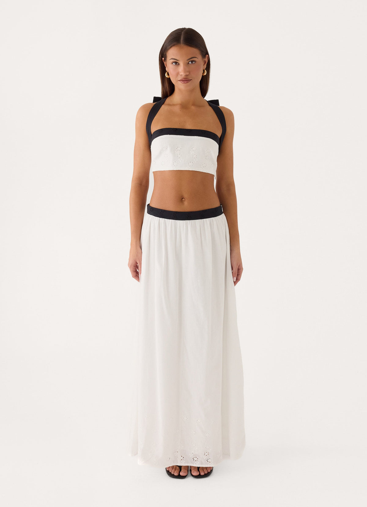 Ribbon Theory Maxi Skirt - Ivory/Black