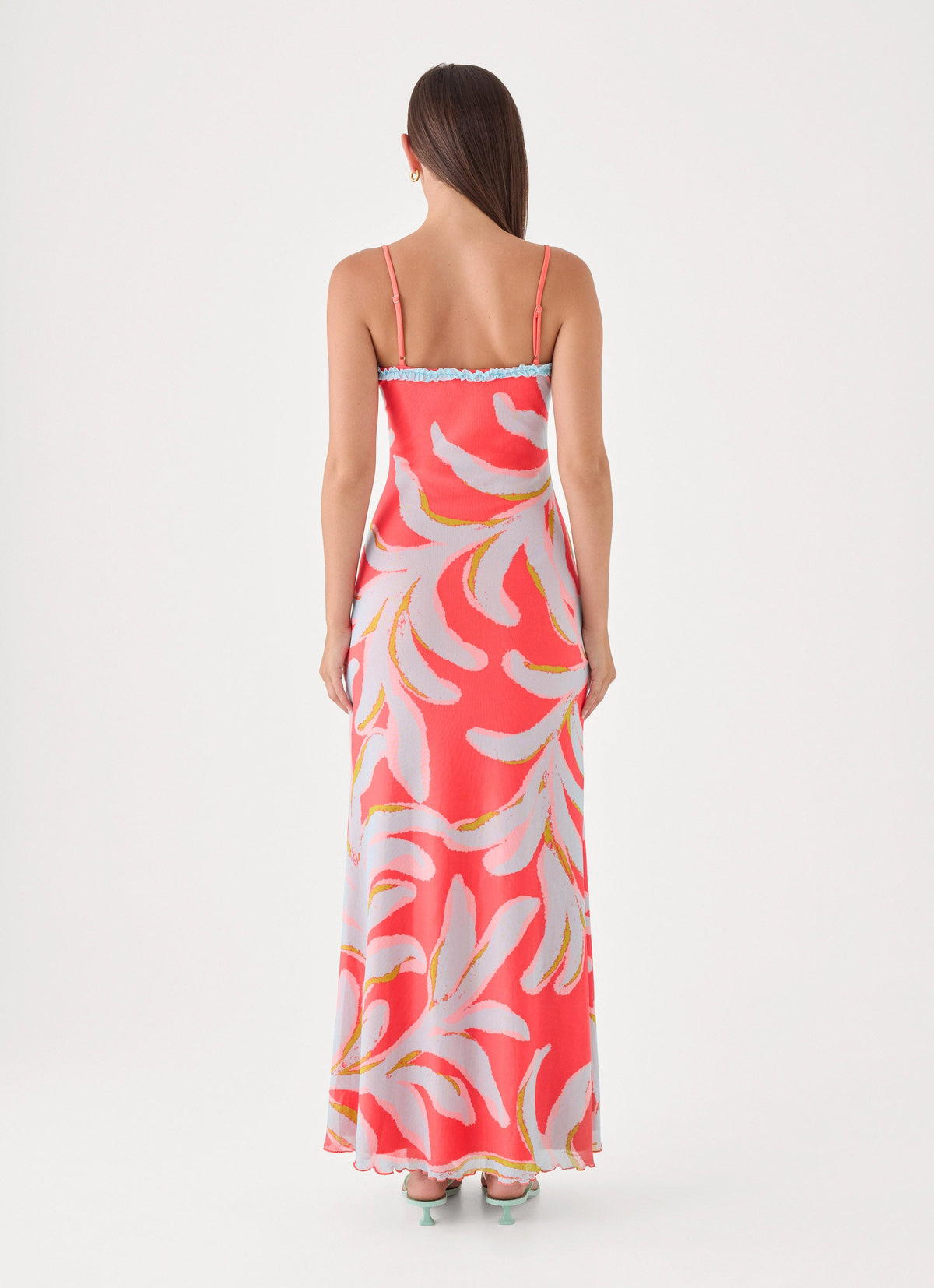 Riviera Muse Maxi Dress - Coral Palm Print