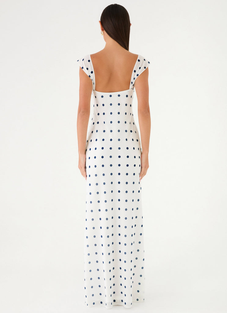 Roma Notte Maxi Dress - Porcelain Blue Polka Dot