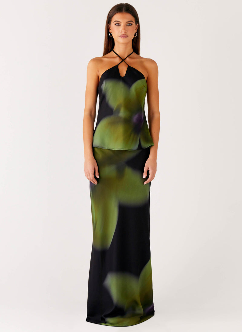 Rosetta Maxi Skirt - Lime Flower