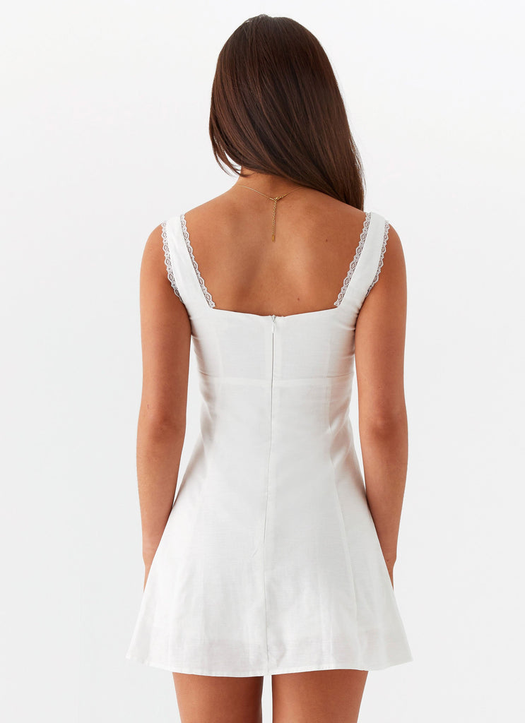 Womens Rowena Mini Dress in the colour White in front of a light grey background