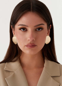 Womens Runway Hit Earrings in the colour Gold in front of a light grey background