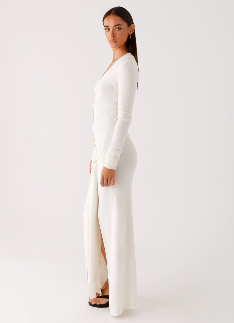 Sabetha Knit Maxi Dress White 2 Peppermayo