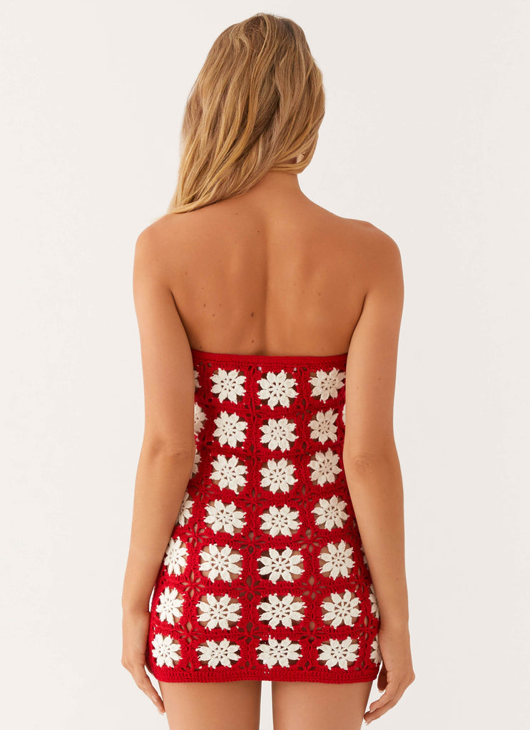 Sabrina Crochet Mini Dress - Red