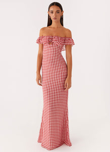 Scarlet Cherry Maxi Dress - Red Gingham