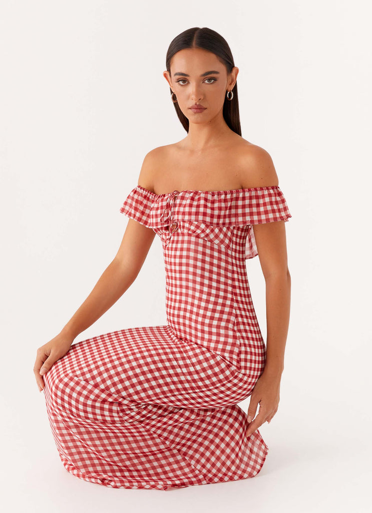 Scarlet Cherry Maxi Dress - Red Gingham