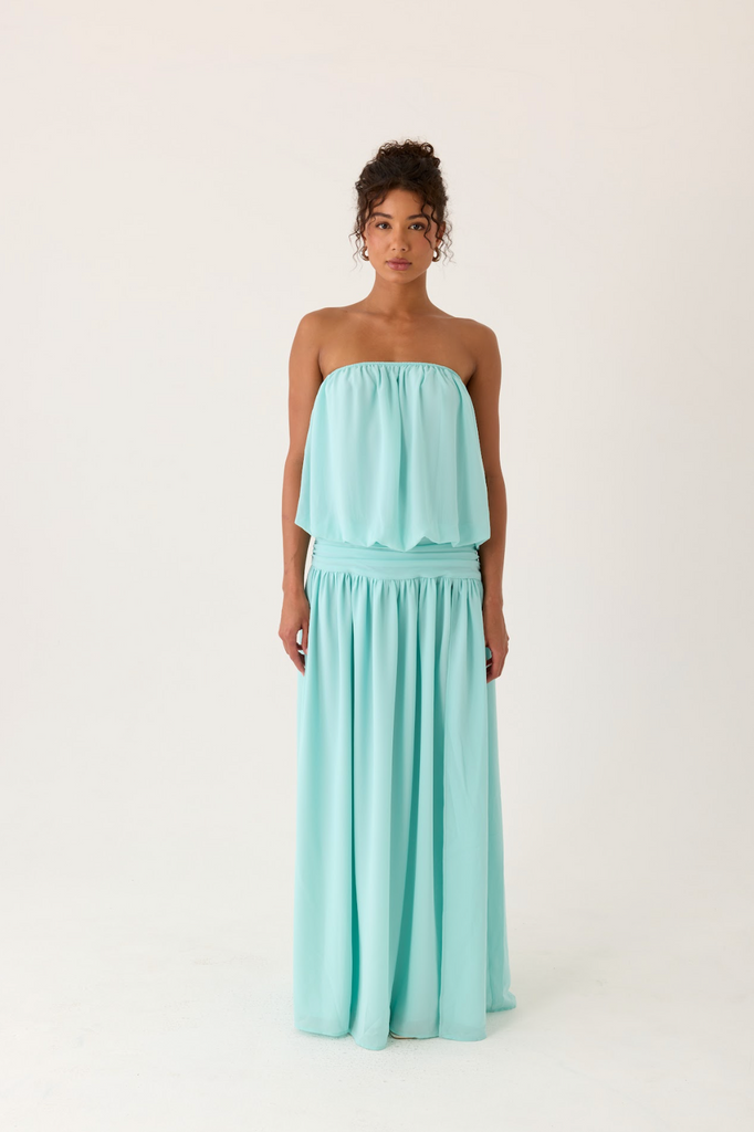 Lioras Strapless Maxi Dress - Aqua