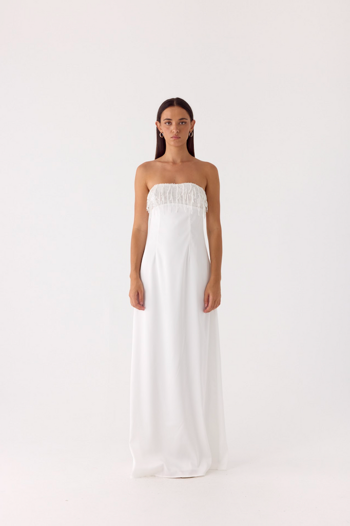 Miftie Beaded Sequin Maxi Dress - White