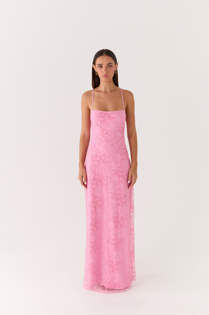 Wonyoung Beaded Maxi Dress - Pink