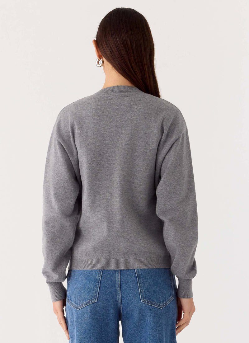 Sean Relaxed Knit Cardigan - Grey