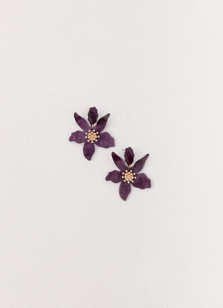 Siesta Flower Earrings - Purple