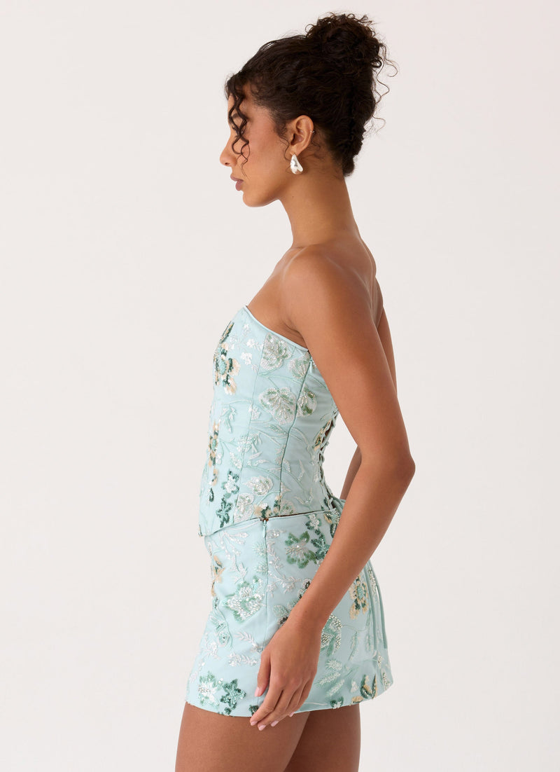 Solaire Strapless Corset Top - Pistachio