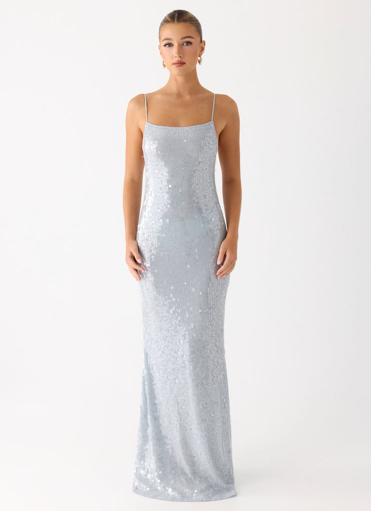 Solo Sequin Maxi Dress - Misty Blue