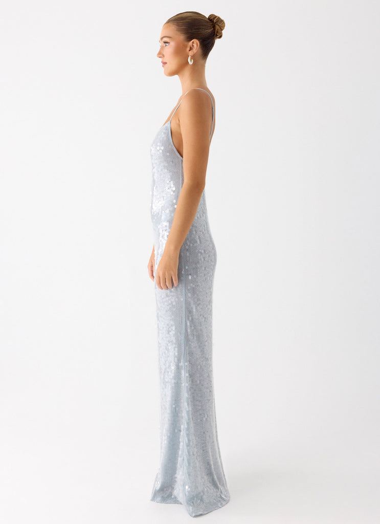 Solo Sequin Maxi Dress - Misty Blue