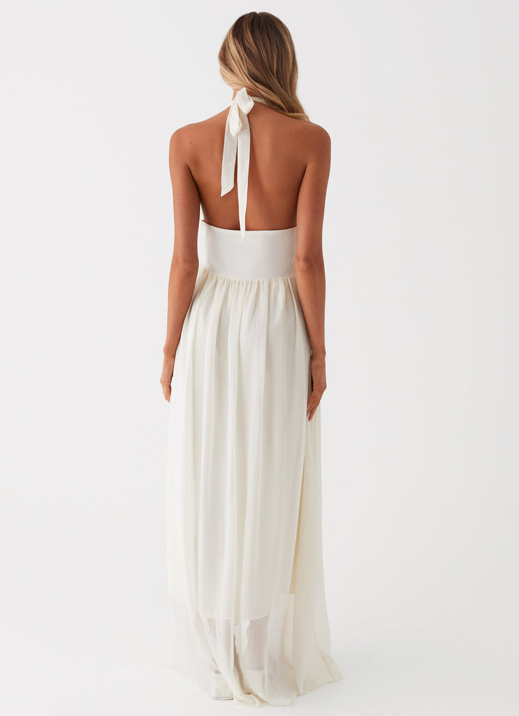 Womens Somewhere New Maxi Dress in the colour Ivory in front of a light grey background