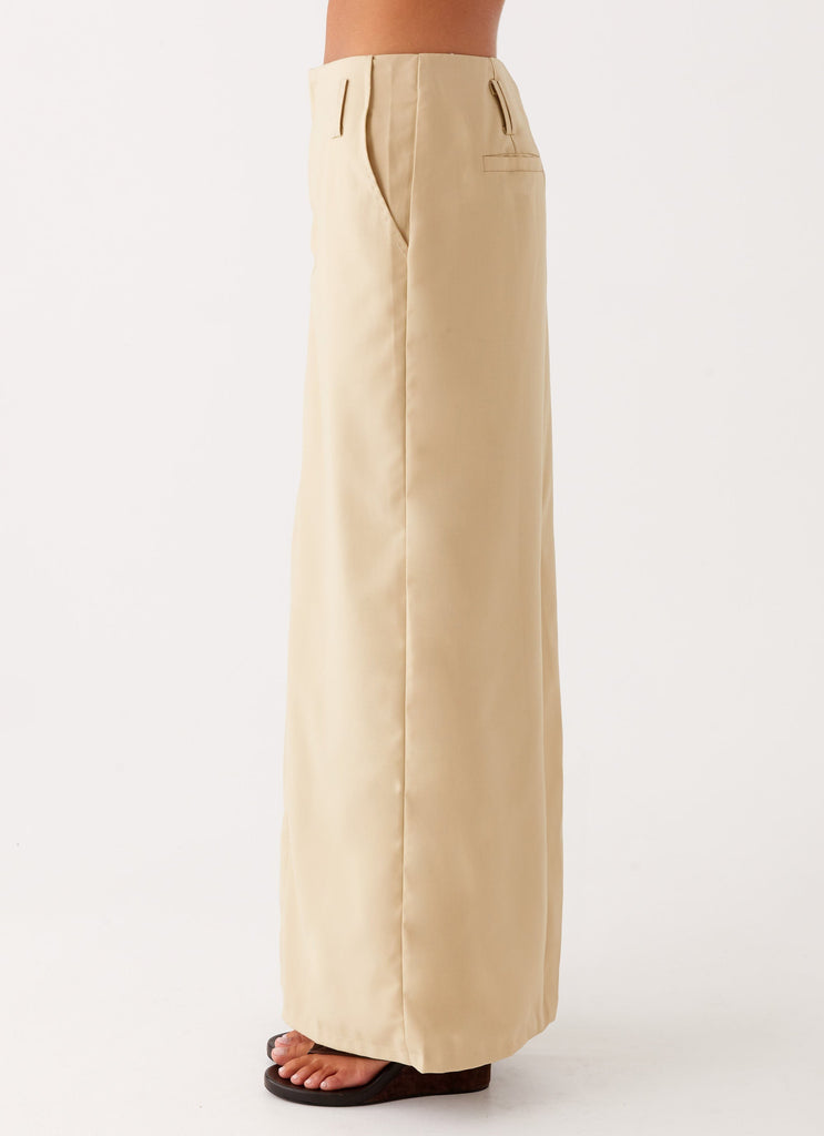 Stella Tailored Maxi Skirt - Beige