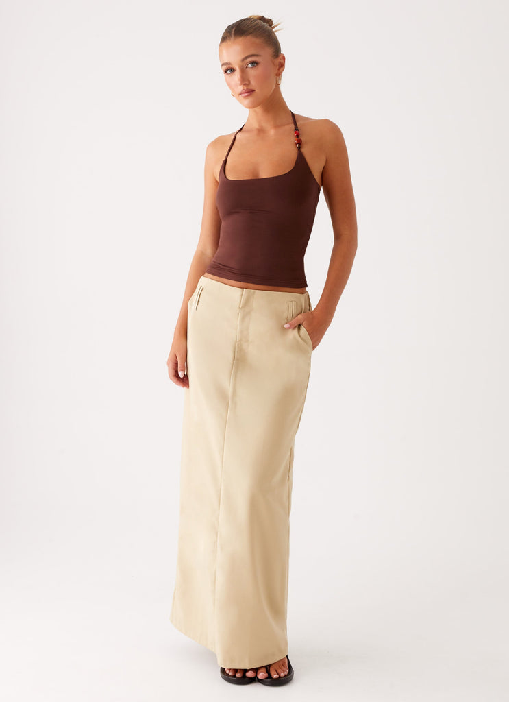 Stella Tailored Maxi Skirt - Beige