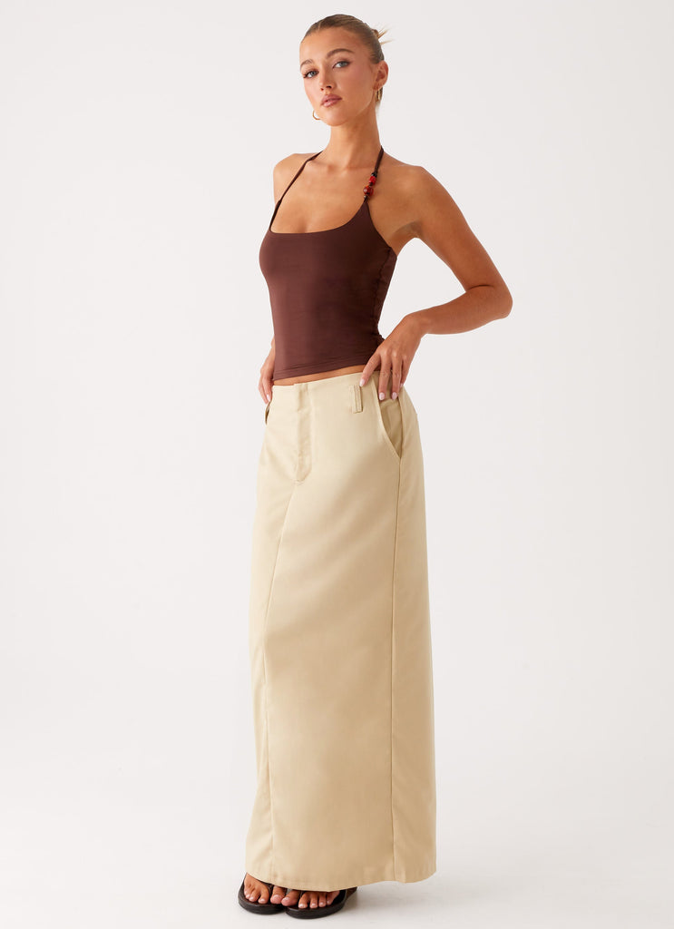 Stella Tailored Maxi Skirt - Beige