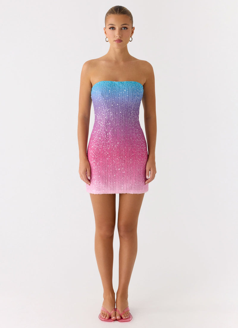 Step Closer Sequin Knit Mini Dress - Disco Ombre